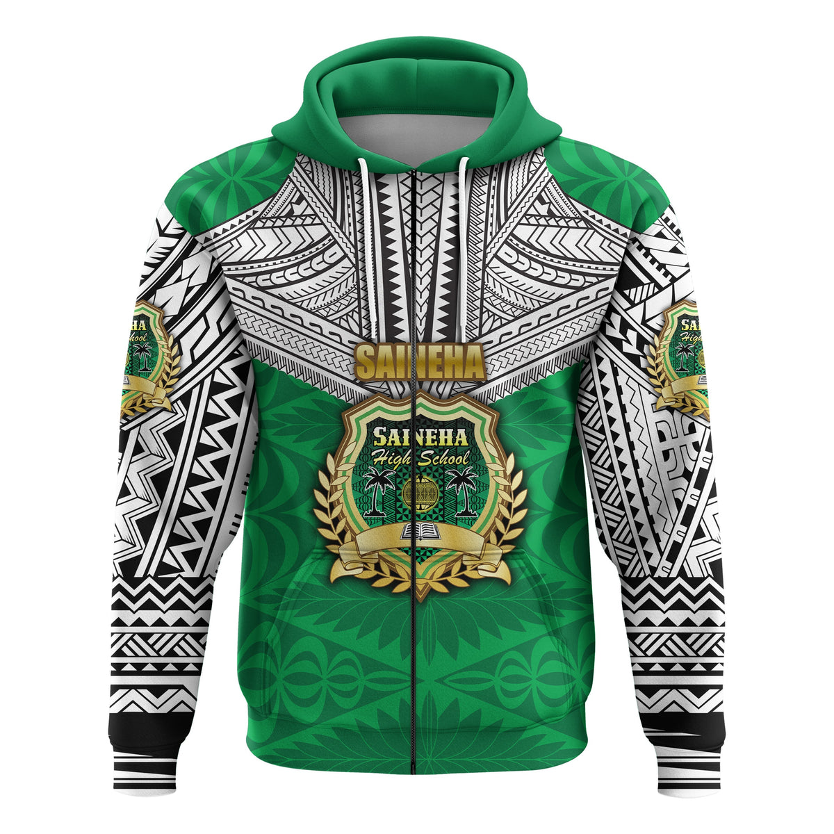 Custom Saineha Tonga Zip Hoodie Polynesian tattoo Class of LT16 - Wonder Print Shop