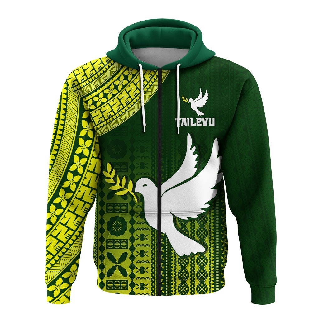 Tailevu Rugby Fiji Zip Hoodie Go Green LT4 - Wonder Print Shop