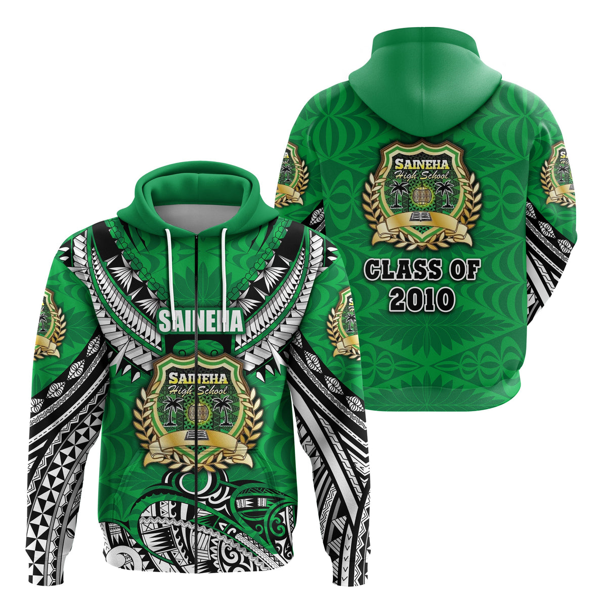Saineha Tonga Zip Hoodie Polynesian Style Class off 2010 LT16 - Wonder Print Shop