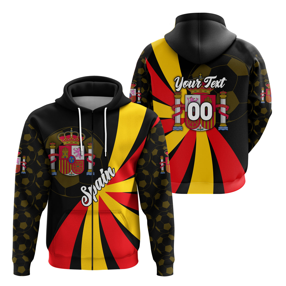Custom Spain Football 2021 Zip Hoodie Sport Style LT16 - Wonder Print Shop