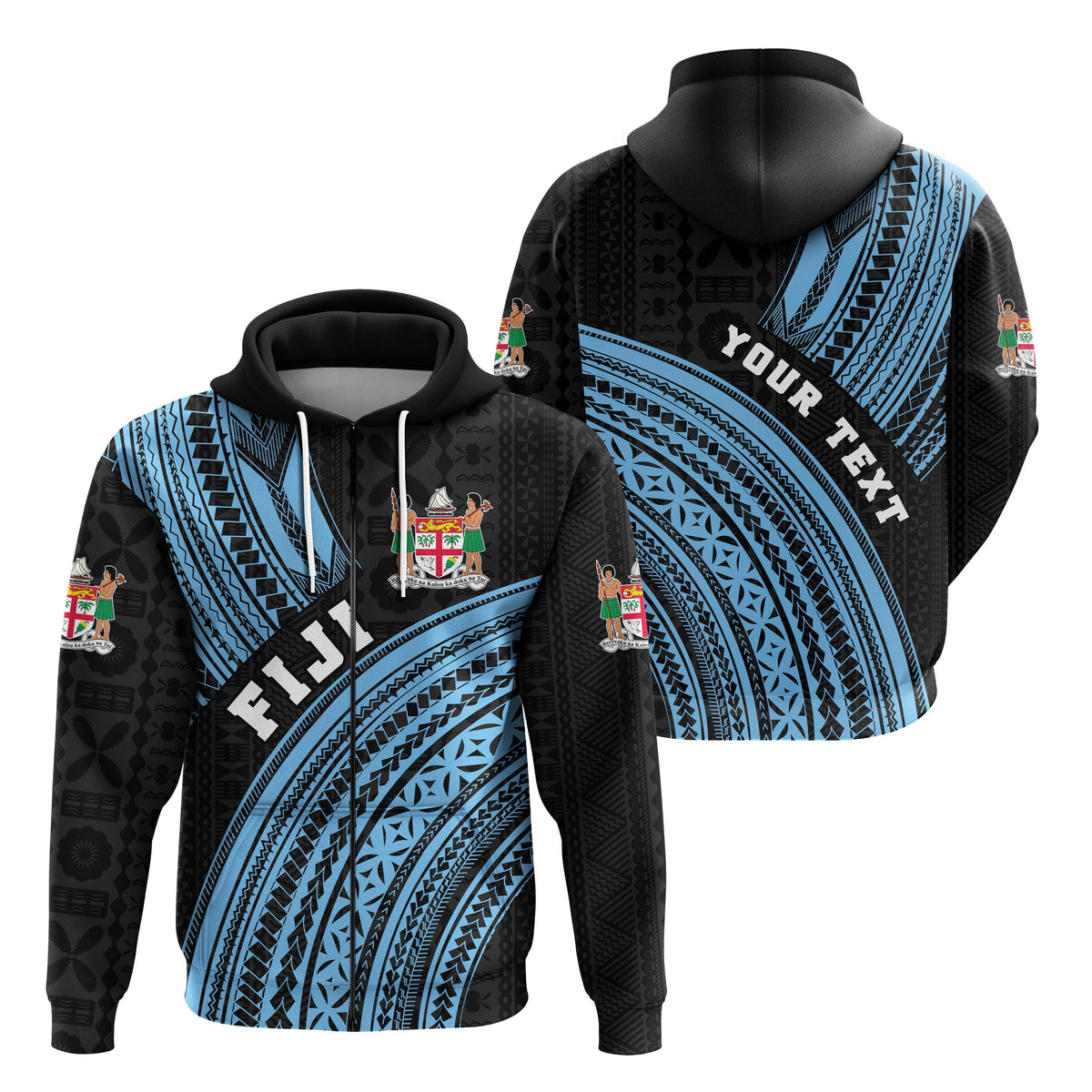 Custom Fiji Zip Hoodie Polynesian Style LT16 - Wonder Print Shop