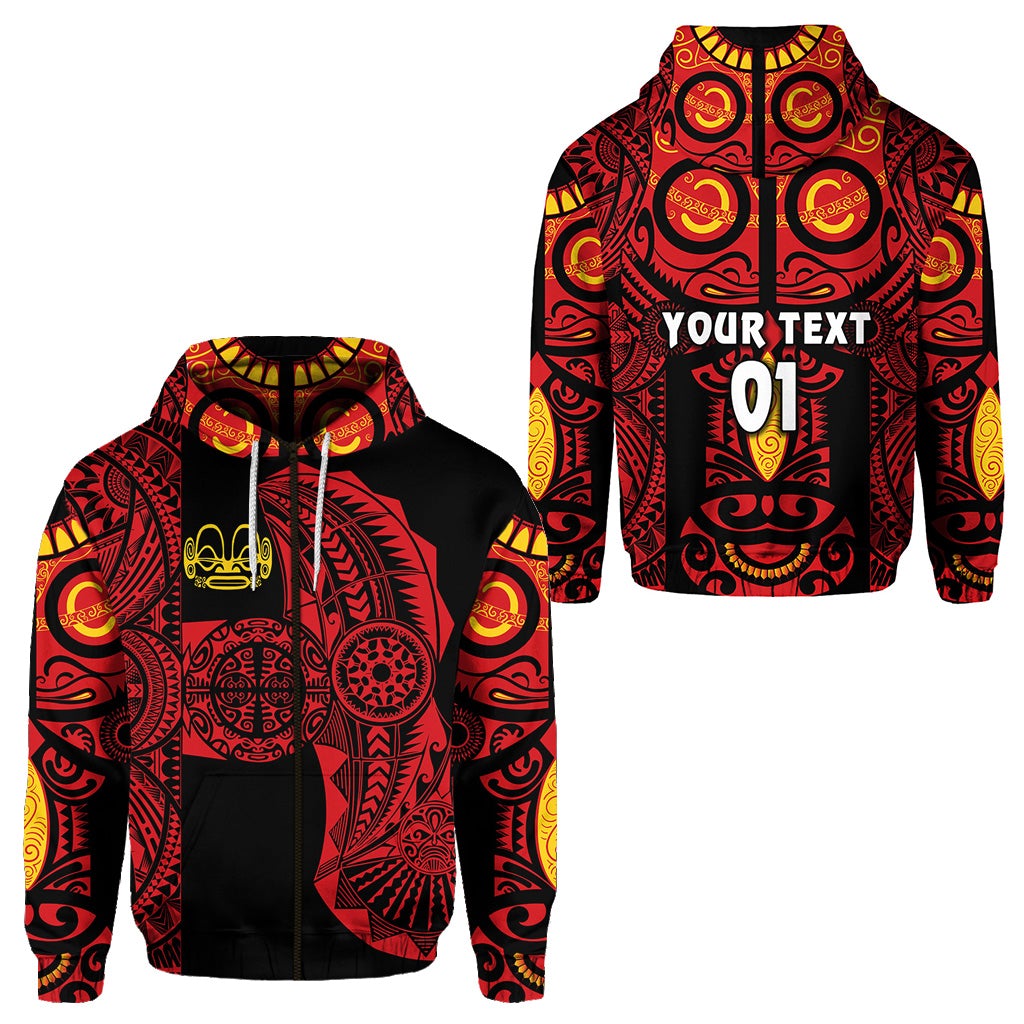 Custom Marquesas Islands Zip Hoodie Marquesan Tattoo Original Style Red LT8 - Wonder Print Shop