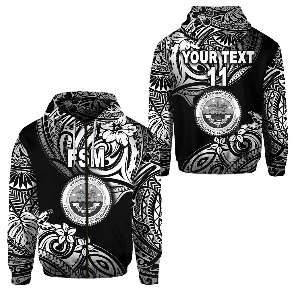 Custom Federated States of Micronesia Zip Hoodie Unique Vibes Black LT8 - Wonder Print Shop