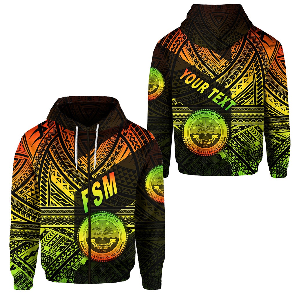 Custom Federated States of Micronesia Zip Hoodie FSM Original Style Reggae LT8 - Wonder Print Shop