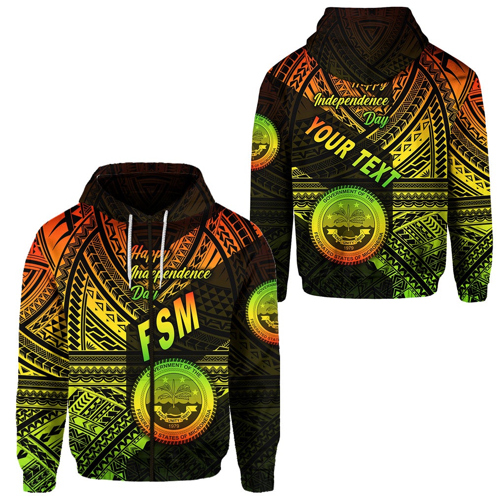 Custom Federated States of Micronesia Zip Hoodie FSM Happy Independence Day Original Vibes Reggae LT8 - Wonder Print Shop