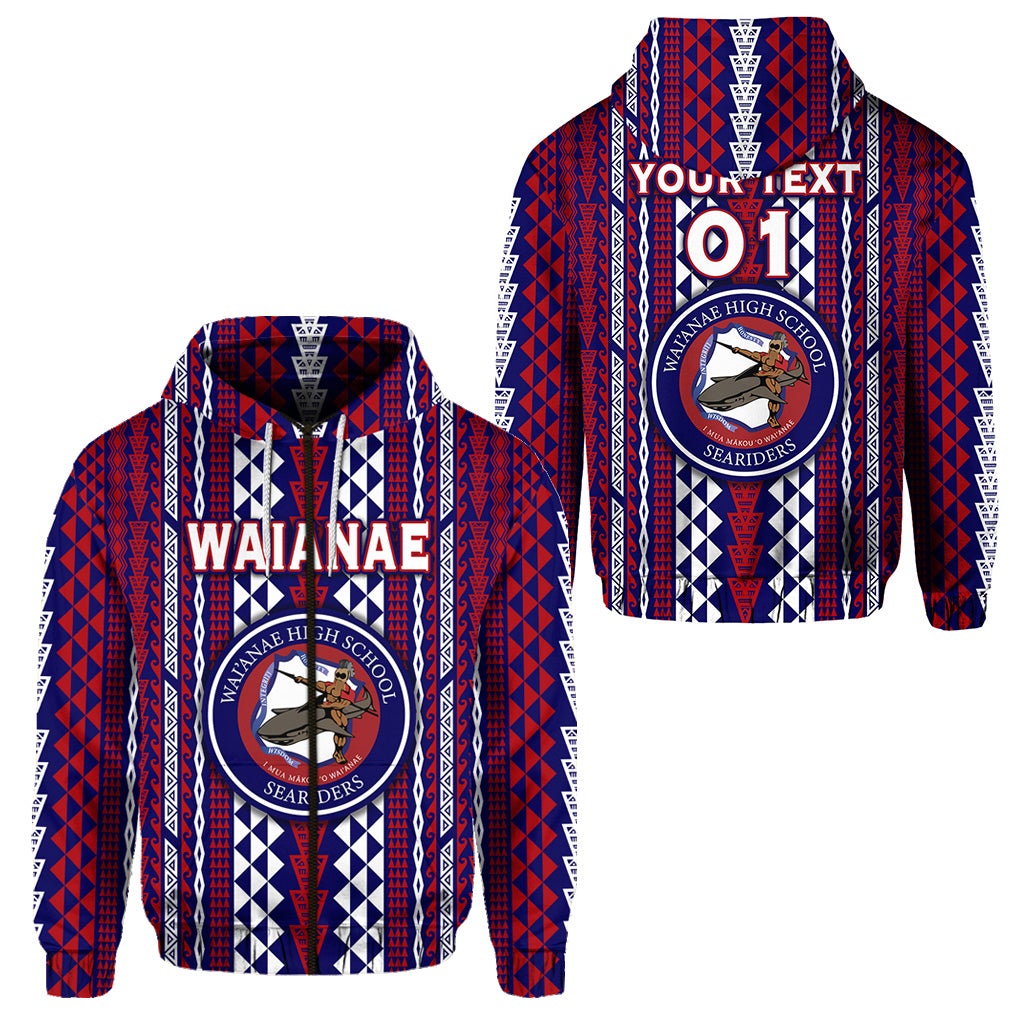 Custom Hawaii Waianae High School Zip Hoodie Seariders Simple Style LT8 - Wonder Print Shop