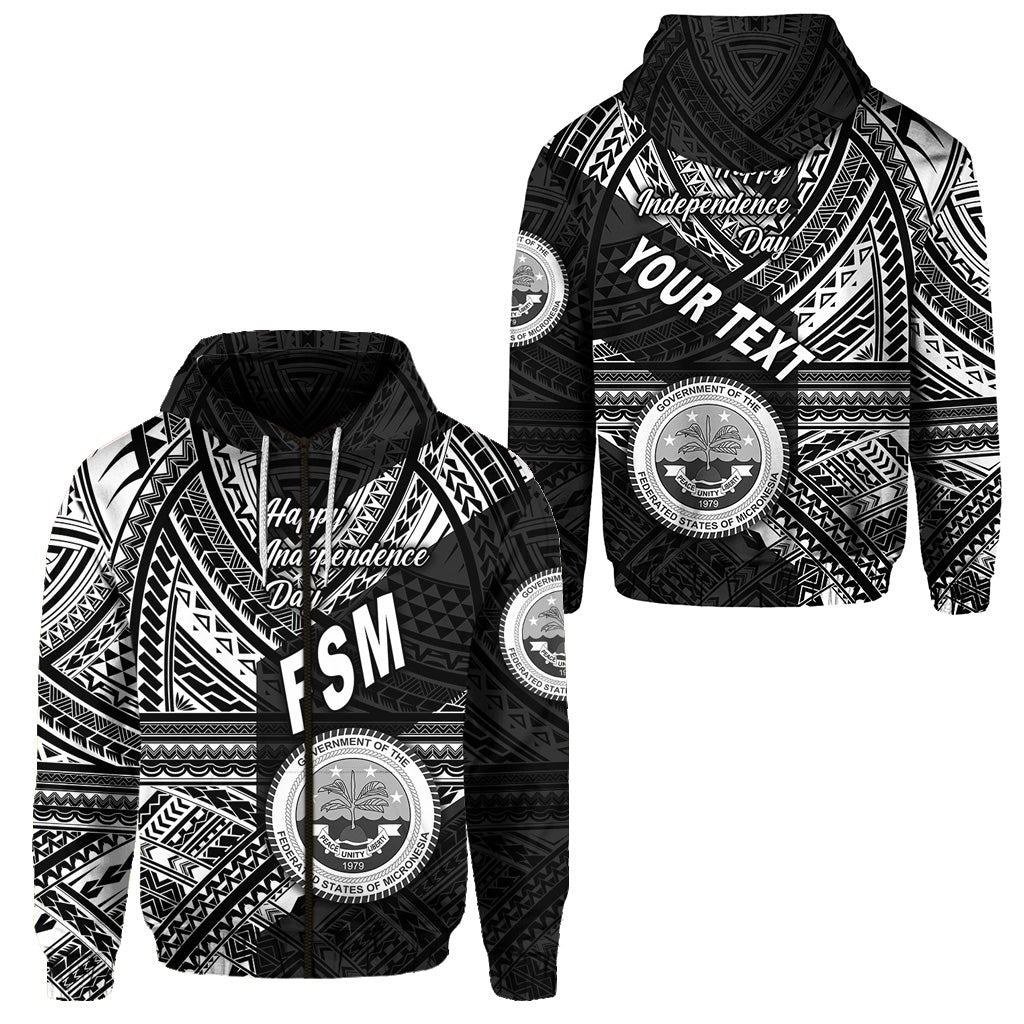 Custom Federated States of Micronesia Zip Hoodie FSM Happy Independence Day Original Vibes Black LT8 - Wonder Print Shop