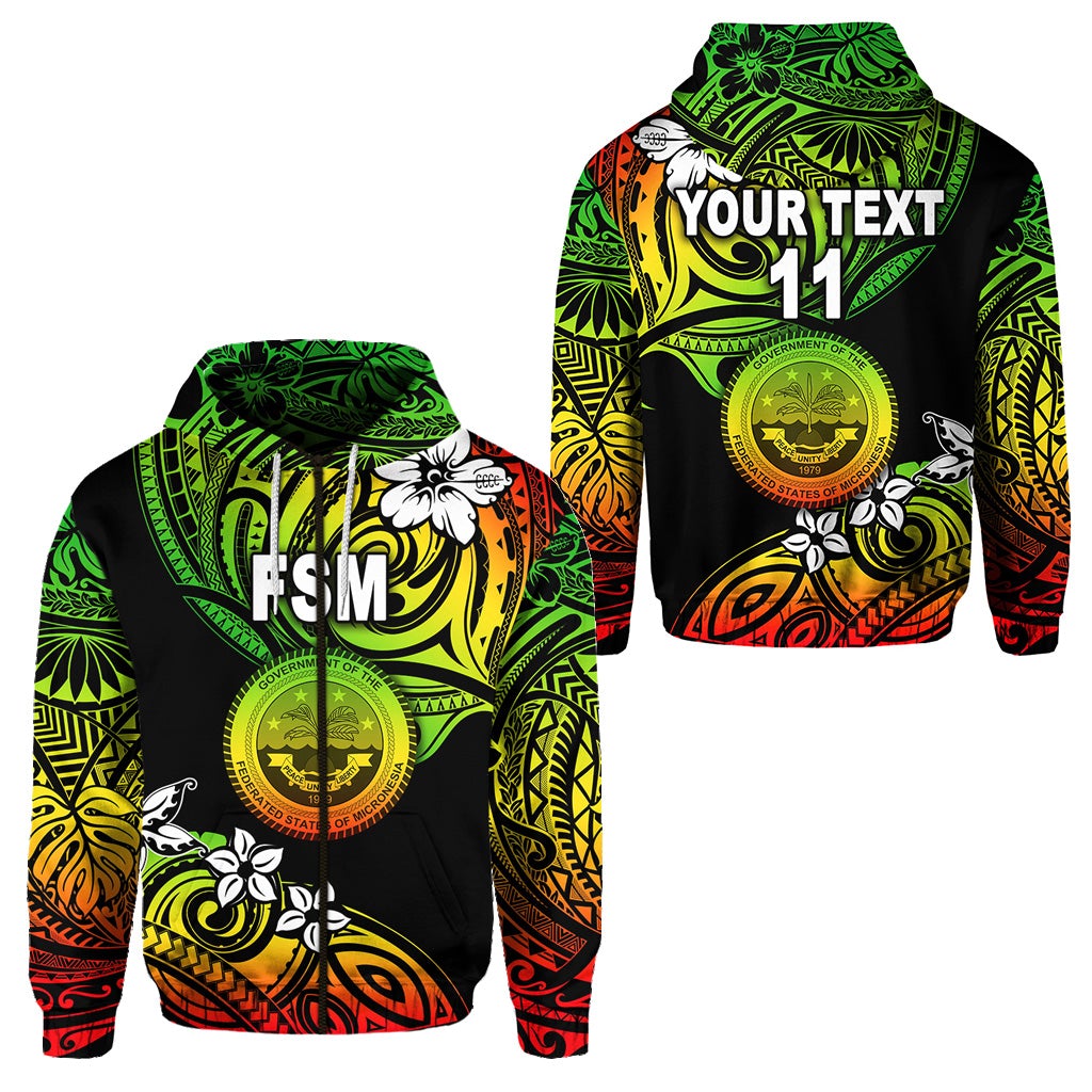 Custom Federated States of Micronesia Zip Hoodie Unique Vibes Reggae LT8 - Wonder Print Shop