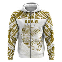 Custom Guam Rugby Zip Hoodie Polynesian Patterns Gold Old LT16 - Wonder Print Shop