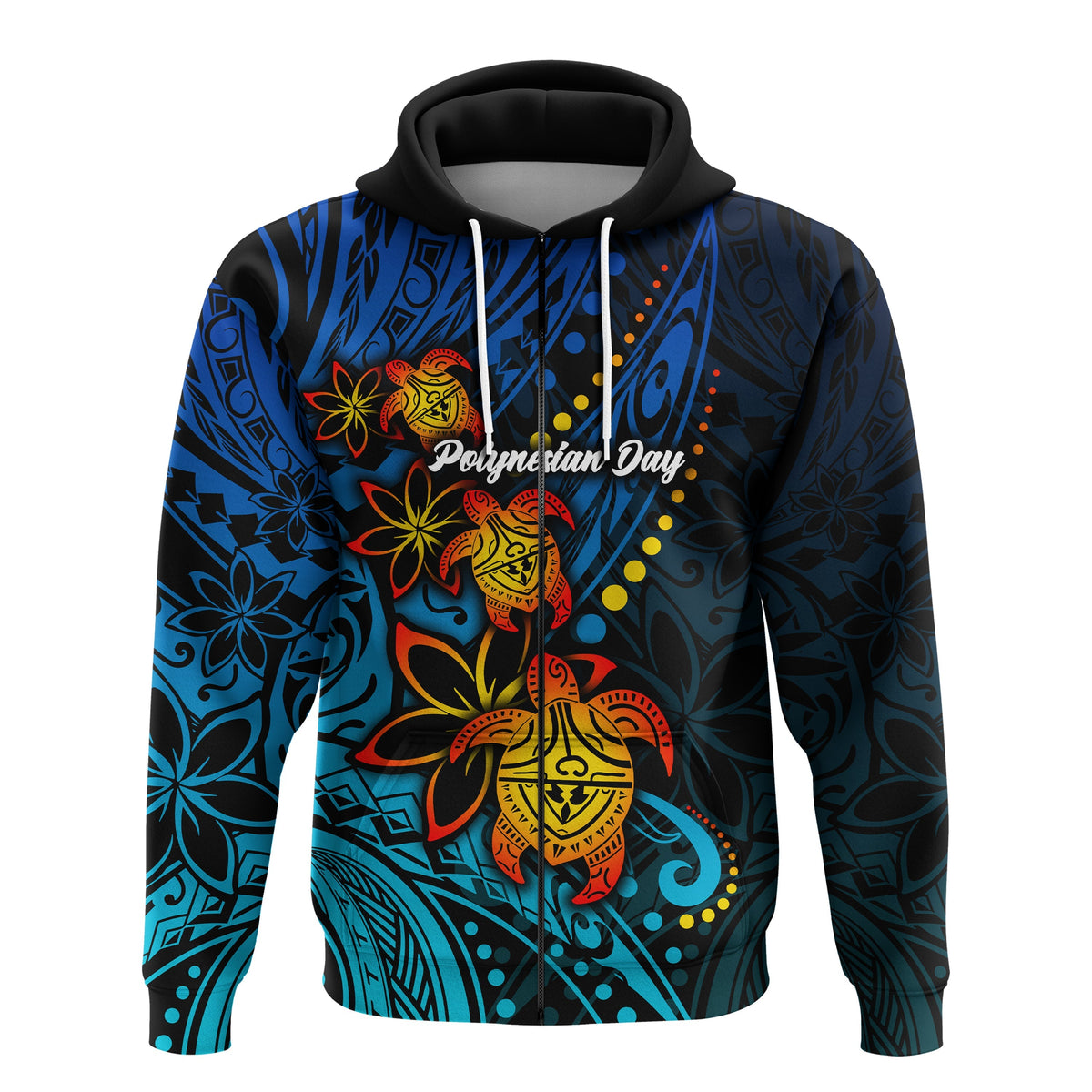 Custom Polynesian Day Zip Hoodie Turtle Style LT16 - Wonder Print Shop