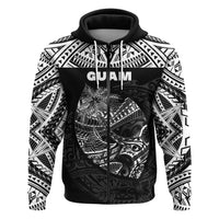 Custom Guam Rugby Zip Hoodie Polynesian Patterns Black LT16 - Wonder Print Shop