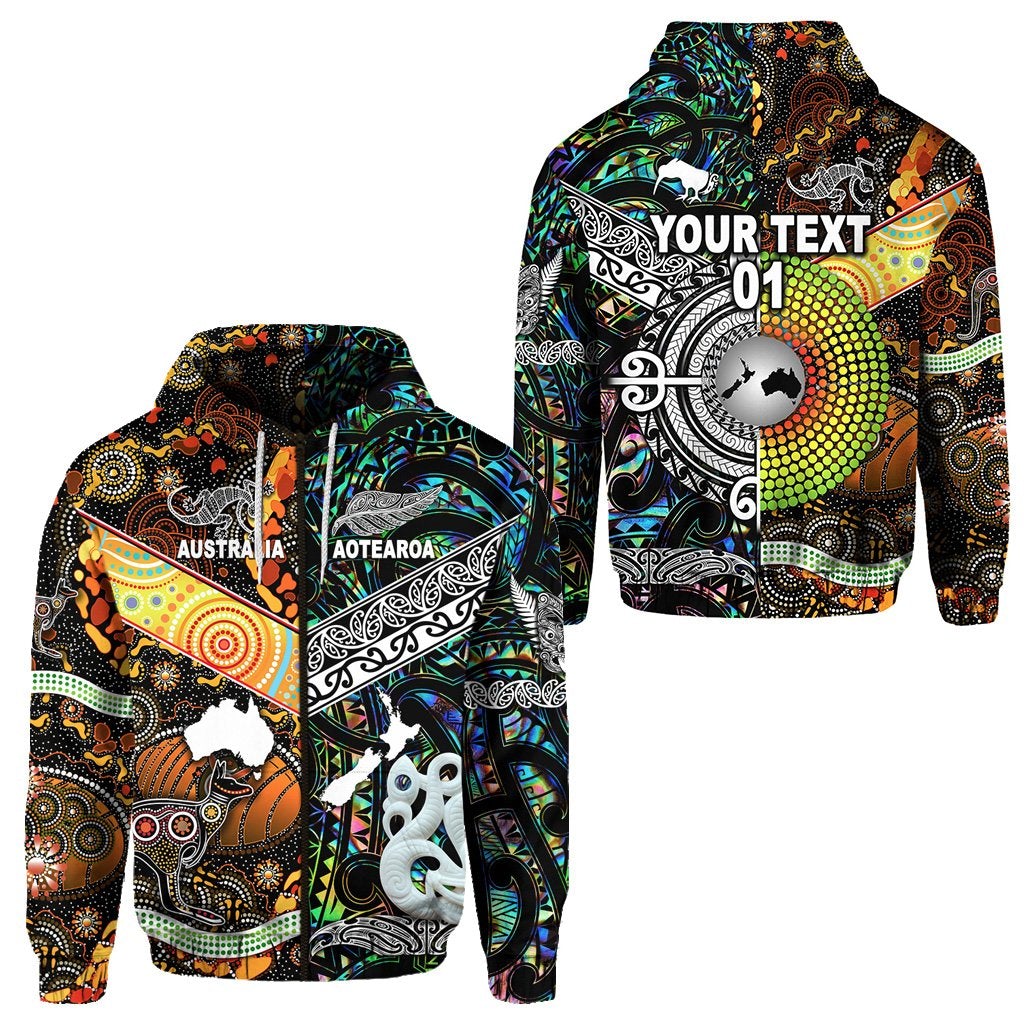 Custom New Zealand Australia Zip Hoodie Together Paua Shell, Custom Text And Number LT8 - Wonder Print Shop
