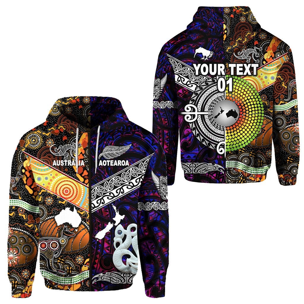 Custom New Zealand Australia Zip Hoodie Together Purple, Custom Text And Number LT8 - Wonder Print Shop