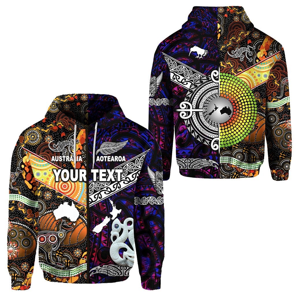 Custom New Zealand Australia Zip Hoodie Together Purple LT8 - Wonder Print Shop