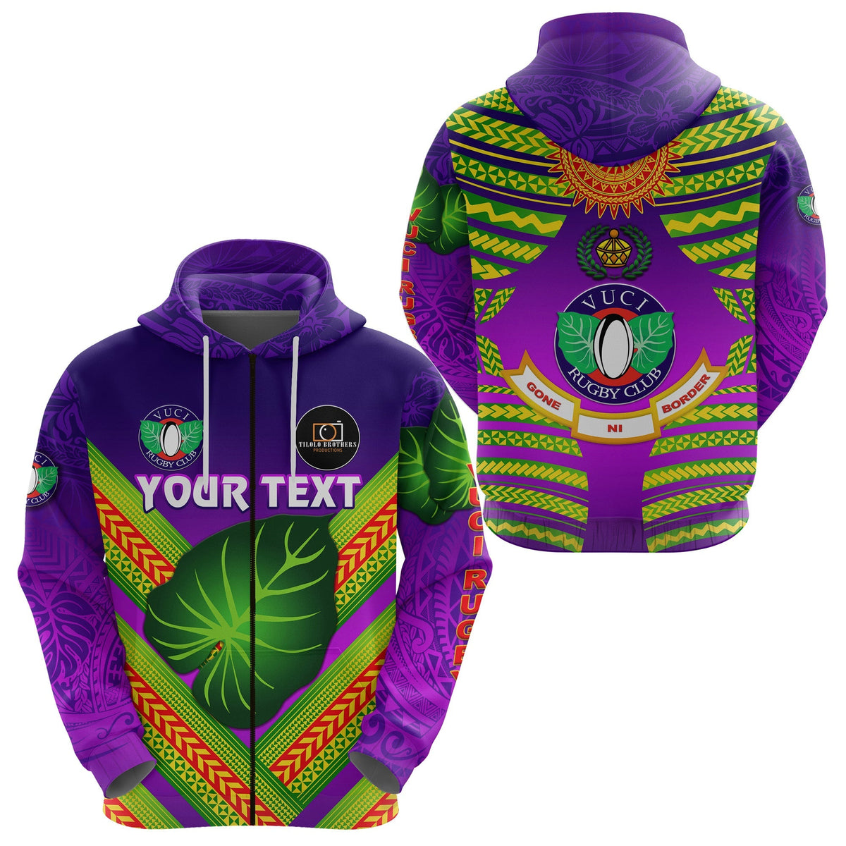 Custom Fiji Vuci Rugby Club Zip Hoodie Creative Style Purple LT8 - Wonder Print Shop