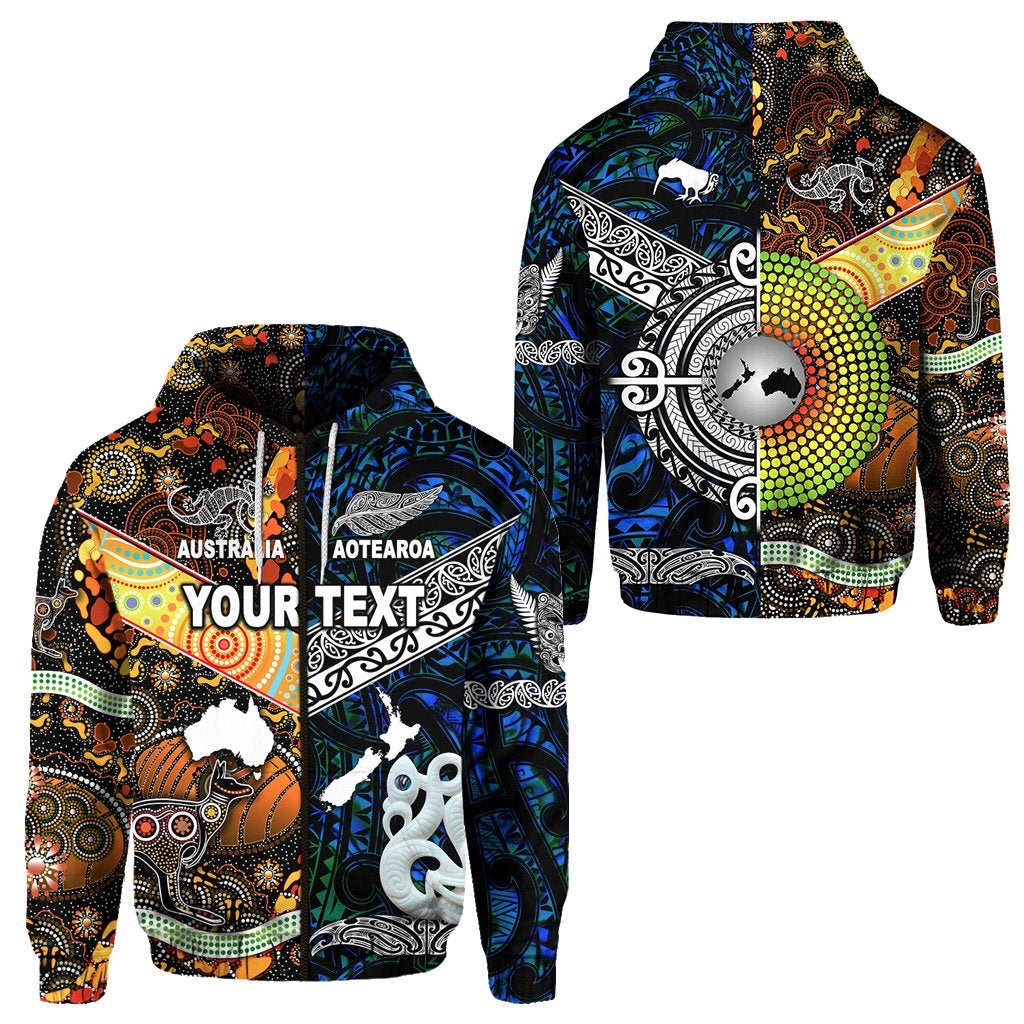 Custom New Zealand Australia Zip Hoodie Together Blue LT8 - Wonder Print Shop