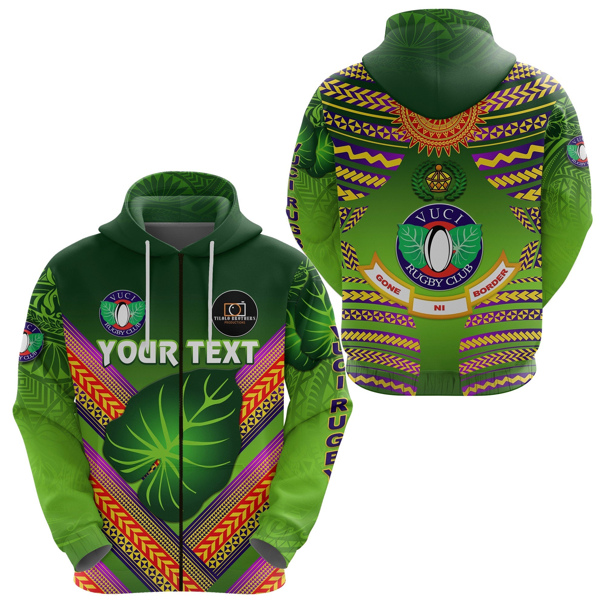 Custom Fiji Vuci Rugby Club Zip Hoodie Creative Style Green LT8 - Wonder Print Shop