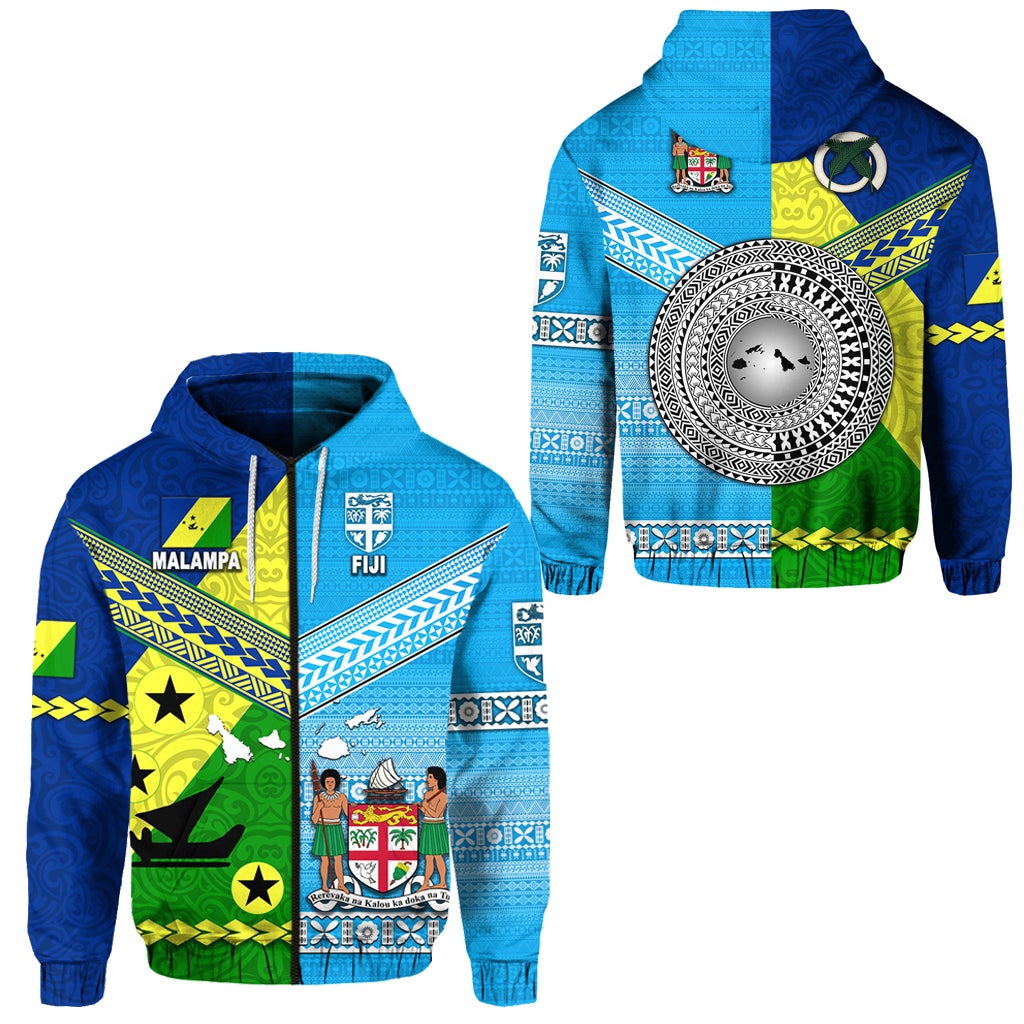 Vanuatu Malampa Province and Fiji Zip Hoodie Together LT8 - Wonder Print Shop
