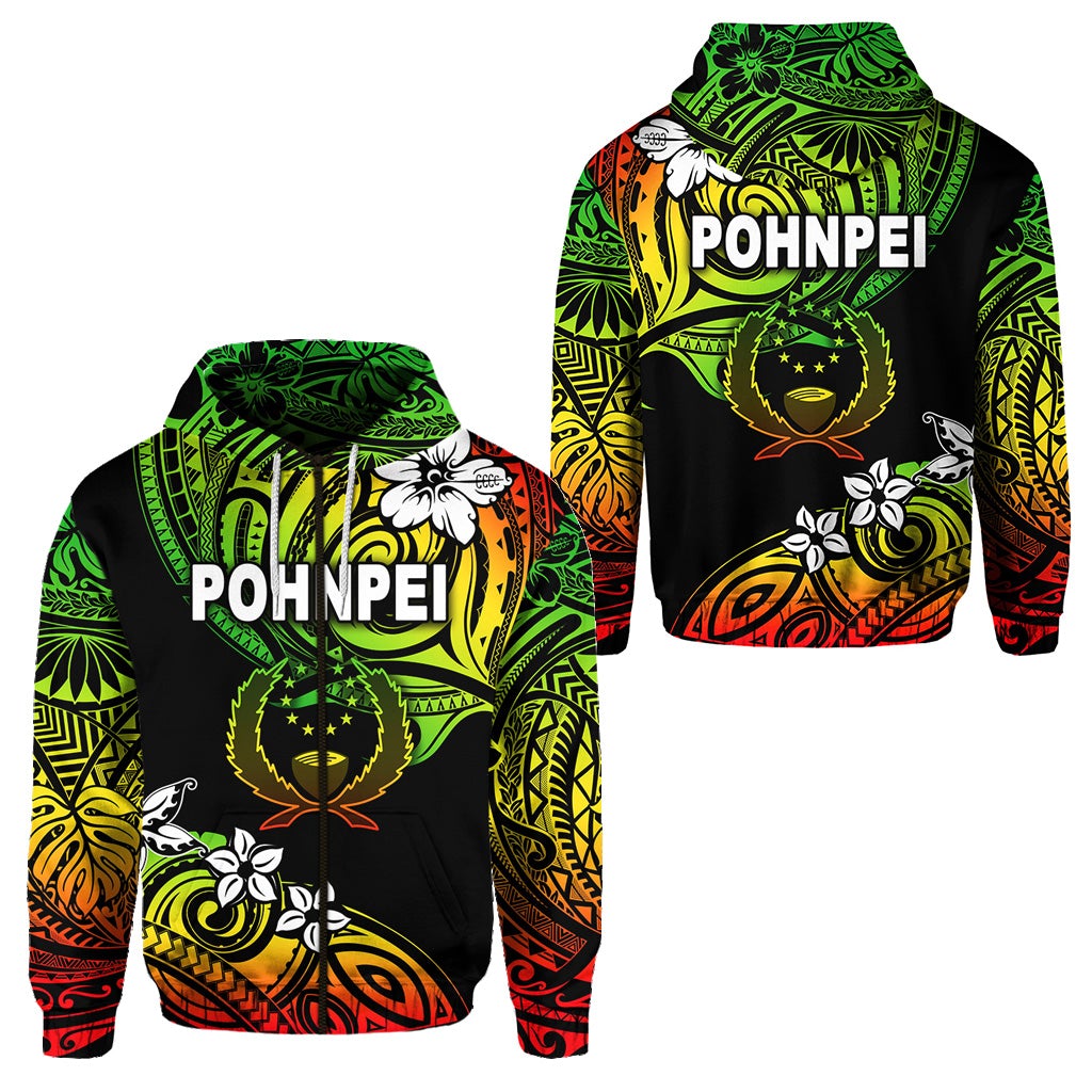 FSM Pohnpei Zip Hoodie Unique Vibes Reggae LT8 - Wonder Print Shop