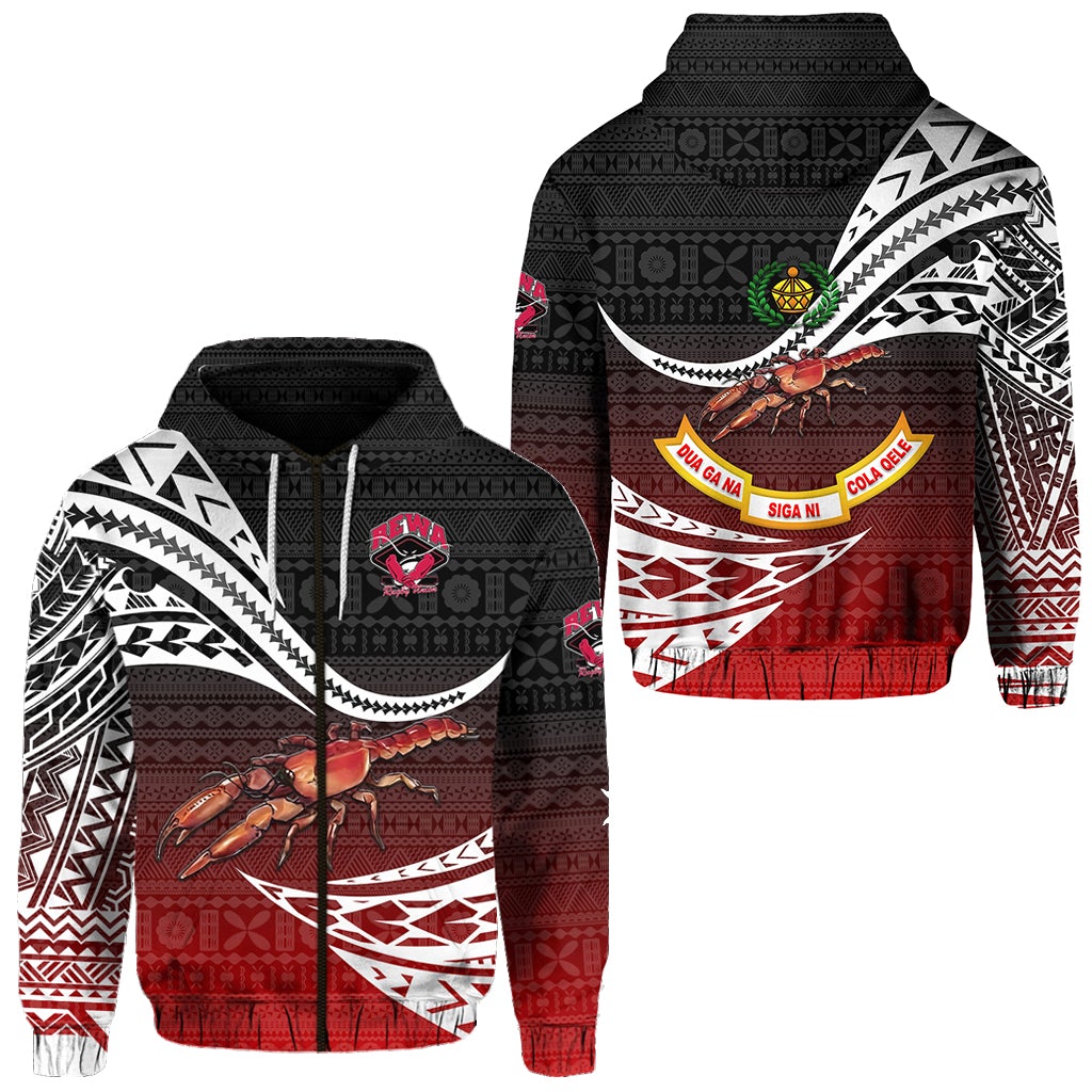 Fiji Rewa Rugby Union Zip Hoodie Unique Version Red LT8 - Wonder Print Shop