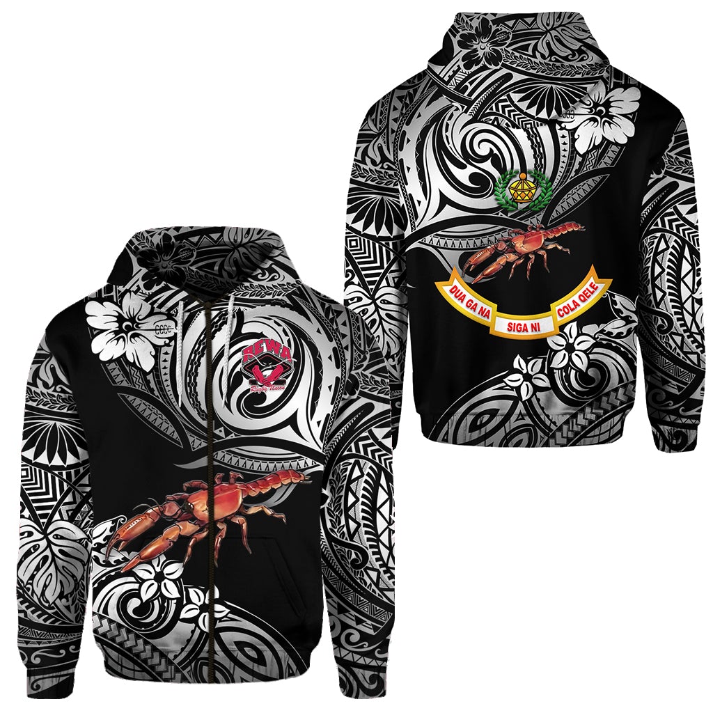 Fiji Rewa Rugby Union Zip Hoodie Unique Vibes Black LT8 - Wonder Print Shop