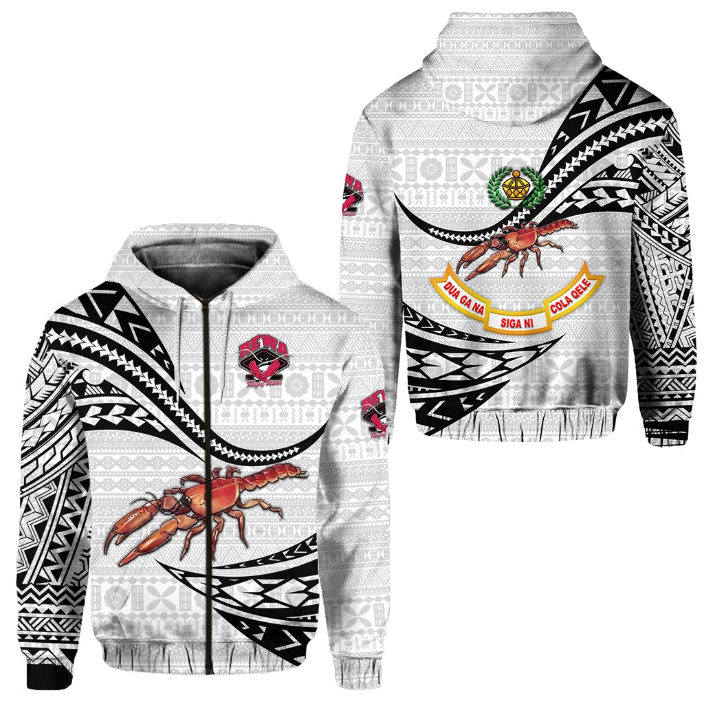 Fiji Rewa Rugby Union Zip Hoodie Unique Version White LT8 - Wonder Print Shop