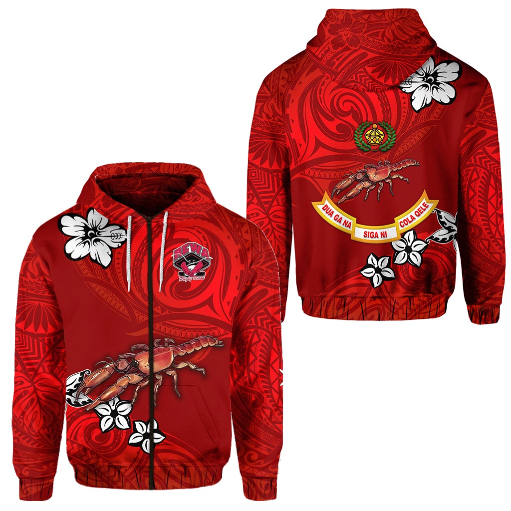 Fiji Rewa Rugby Union Zip Hoodie Unique Vibes Full Red LT8 - Wonder Print Shop