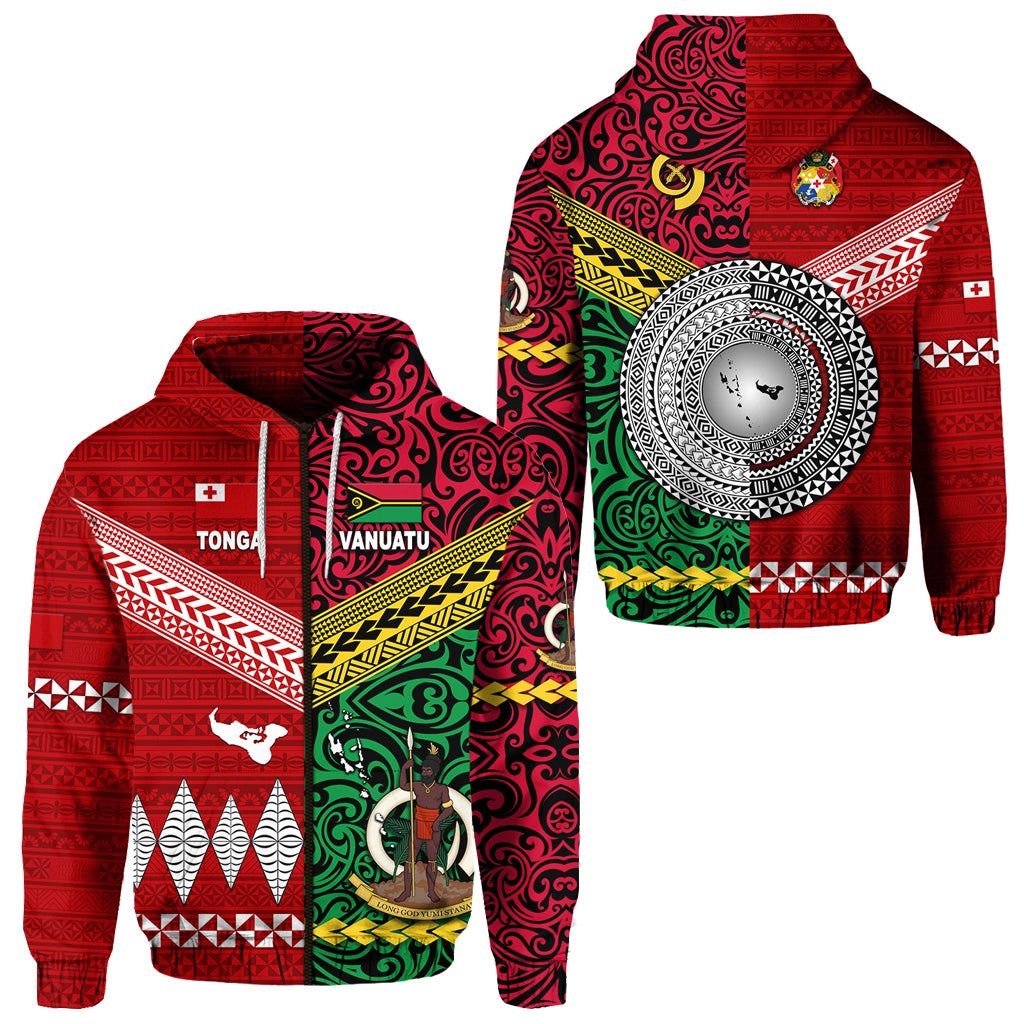 Vanuatu Tonga Zip Hoodie Polynesian Together Bright Red LT8 - Wonder Print Shop