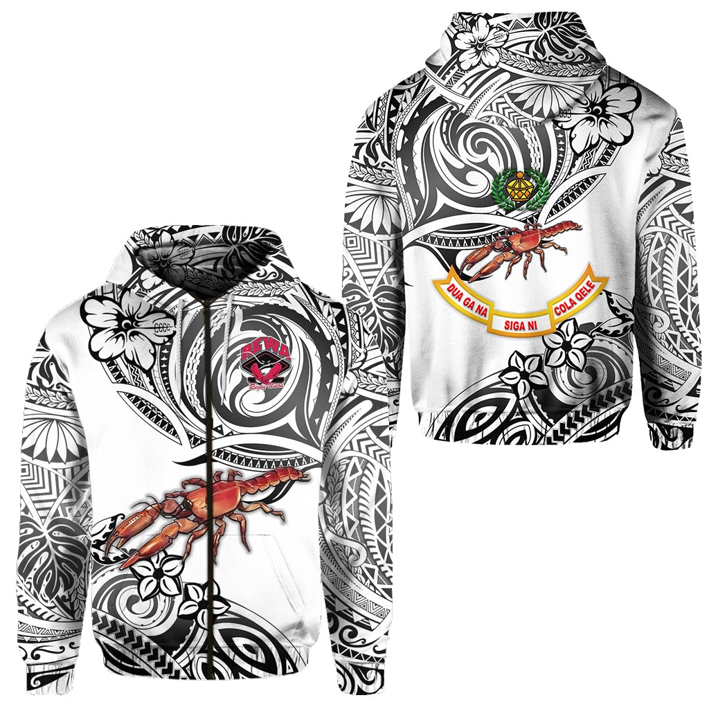 Fiji Rewa Rugby Union Zip Hoodie Unique Vibes White LT8 - Wonder Print Shop