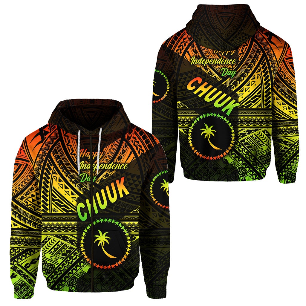 FSM Chuuk Zip Hoodie Happy Independence Day Original Vibes Reggae LT8 - Wonder Print Shop