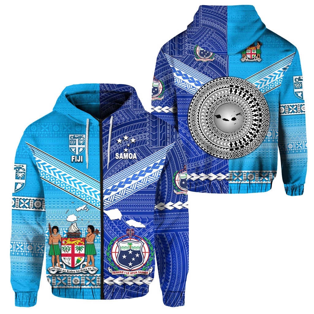Fiji Samoa Zip Hoodie Together LT8 - Wonder Print Shop