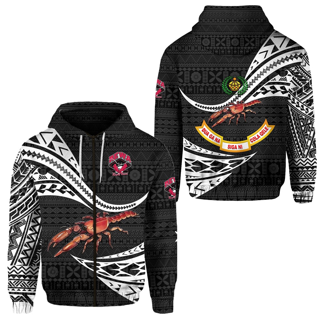Fiji Rewa Rugby Union Zip Hoodie Unique Version Black LT8 - Wonder Print Shop