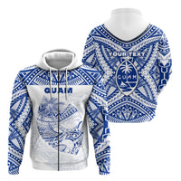 Custom Guam Rugby Zip Hoodie Polynesian Patterns Blue LT16 - Wonder Print Shop