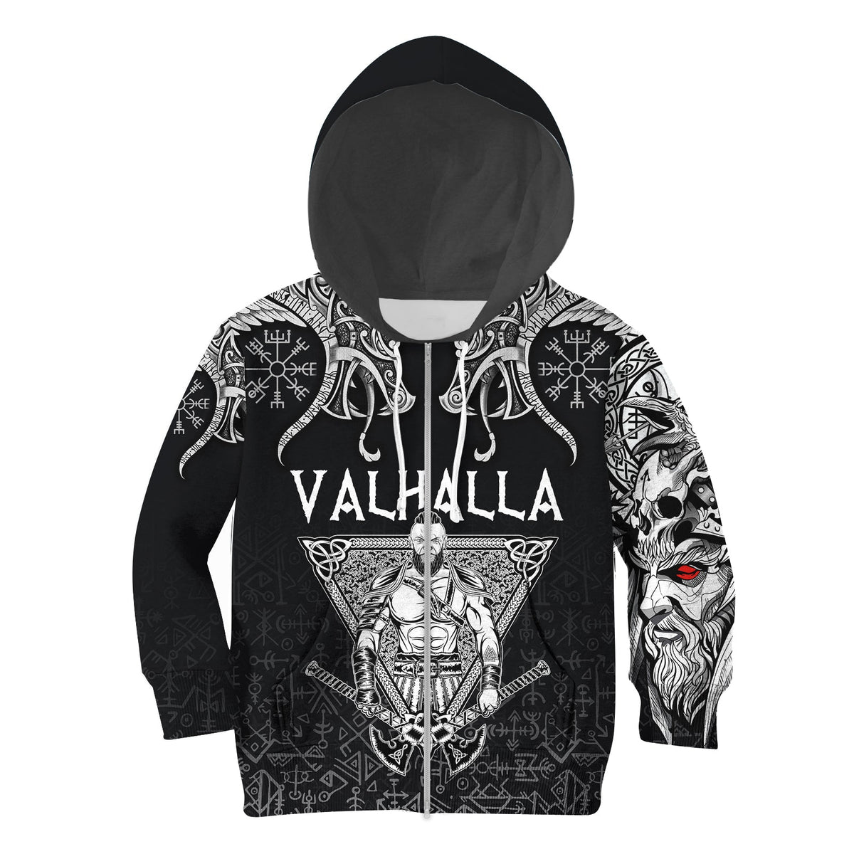 Viking Hoodie Kid Warrior Valhalla and Double Dragon RLT12 - Wonder Print Shop