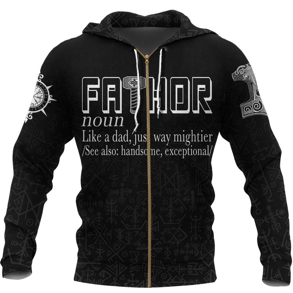 Custom Viking Fathor with Mjolnir Zip Hoodie RLT12 - Wonder Print Shop