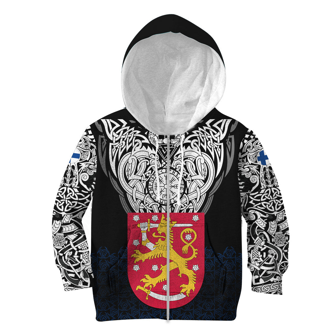 Viking Hoodie Kid Finland Viking Symbol RLT12 - Wonder Print Shop