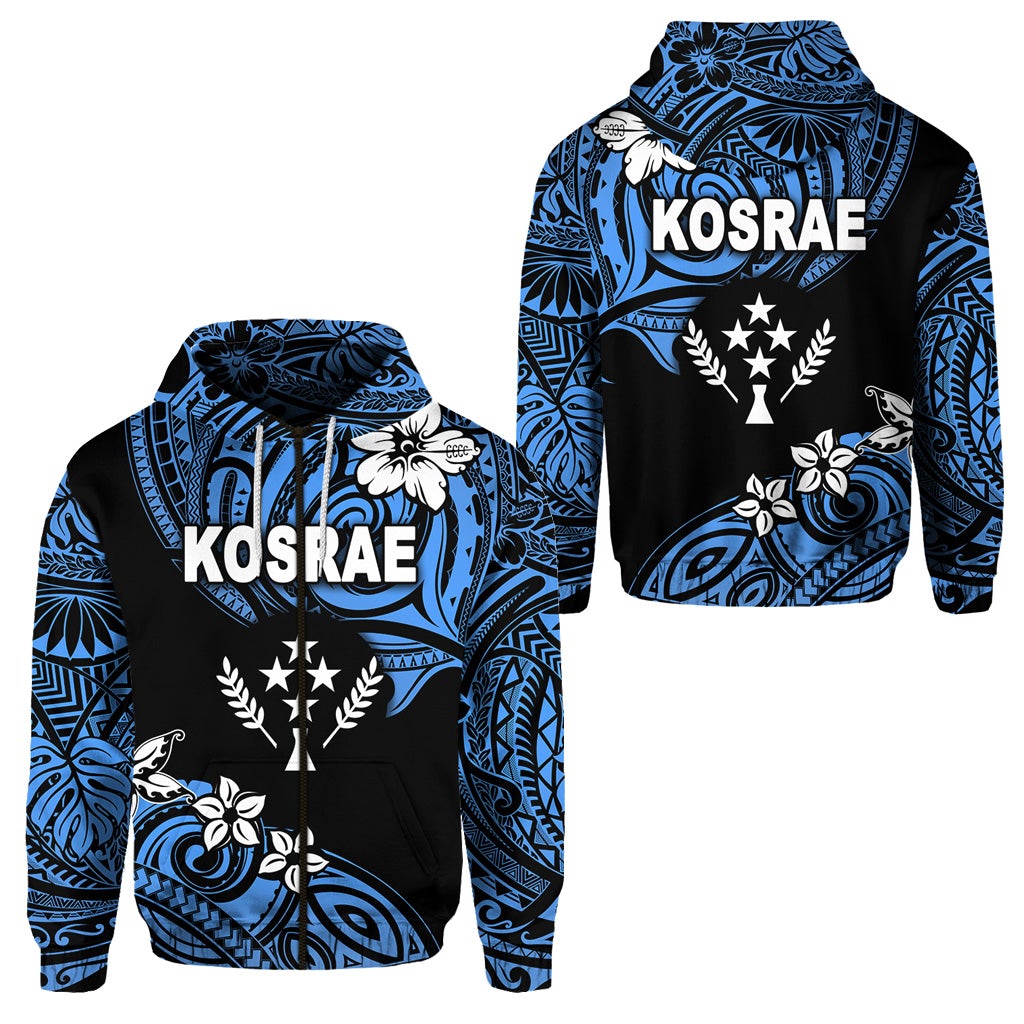 FSM Kosrae Zip Hoodie Unique Vibes Blue LT8 - Wonder Print Shop