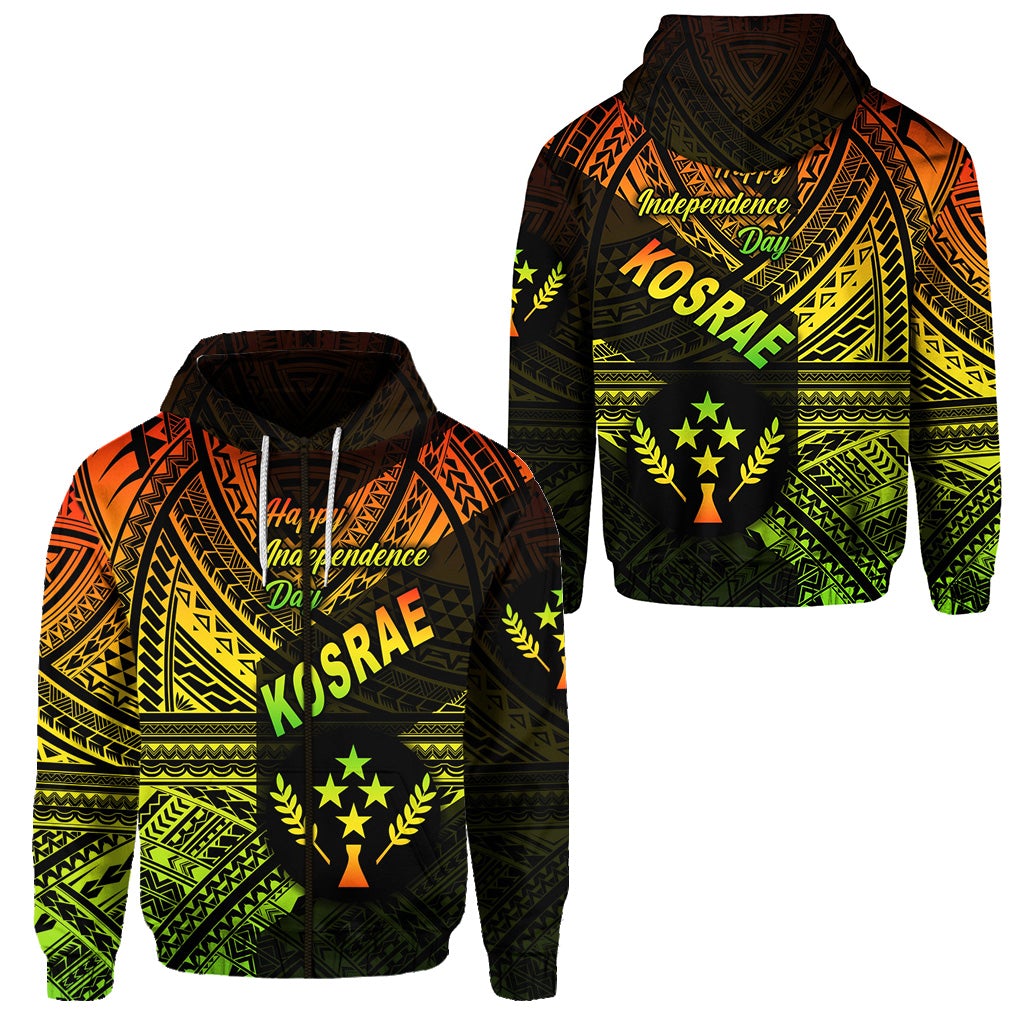 FSM Kosrae Zip Hoodie Happy Independence Day Original Vibes Reggae LT8 - Wonder Print Shop