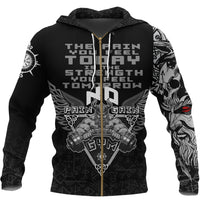 Viking Zip Hoodie - Viking Gym Vegvisir Style "No Pain No Gain" RLT12 - Wonder Print Shop
