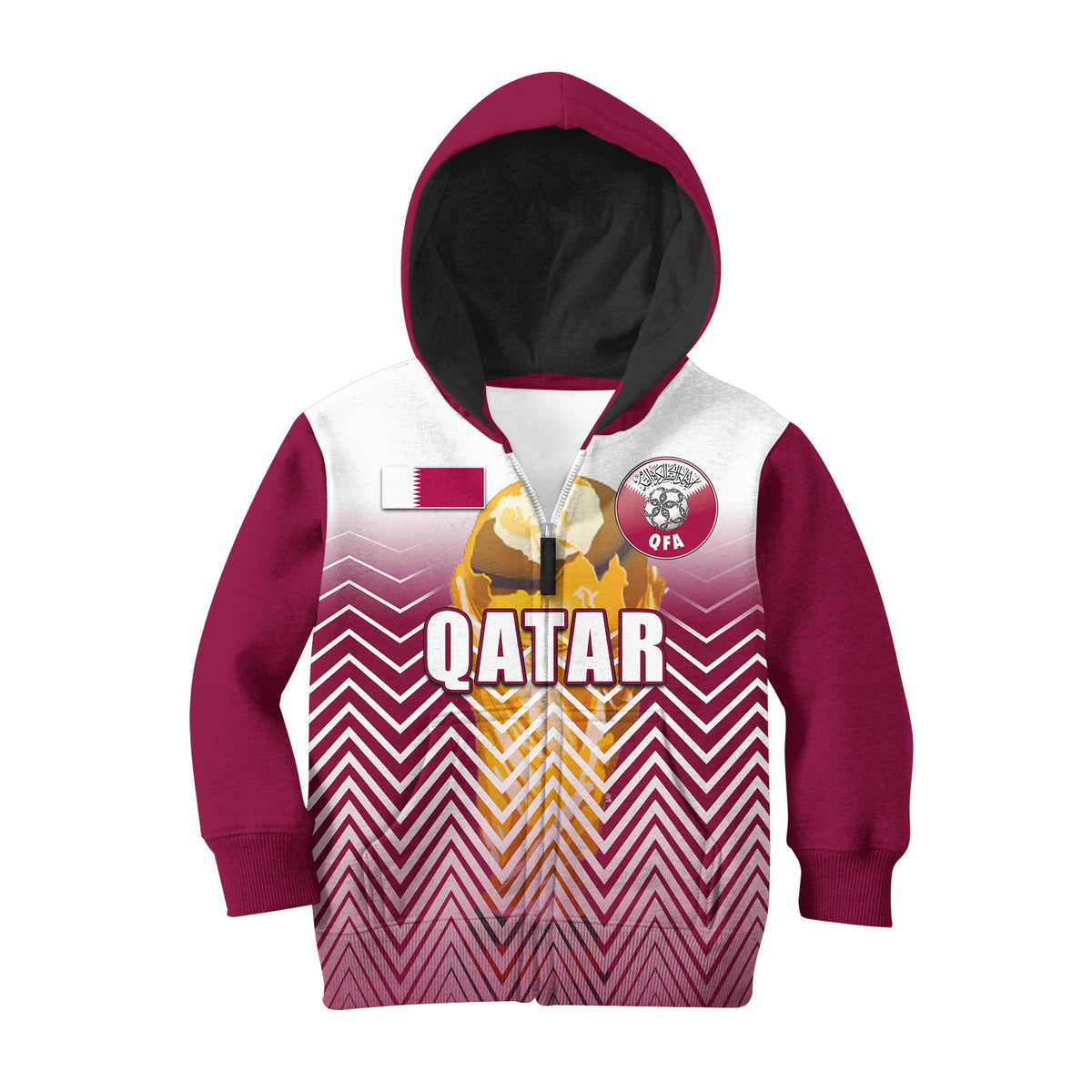 (Custom Personalised And Number) Qatar World Cup 2022 Hoodie KID Sport Style LT6 - Wonder Print Shop