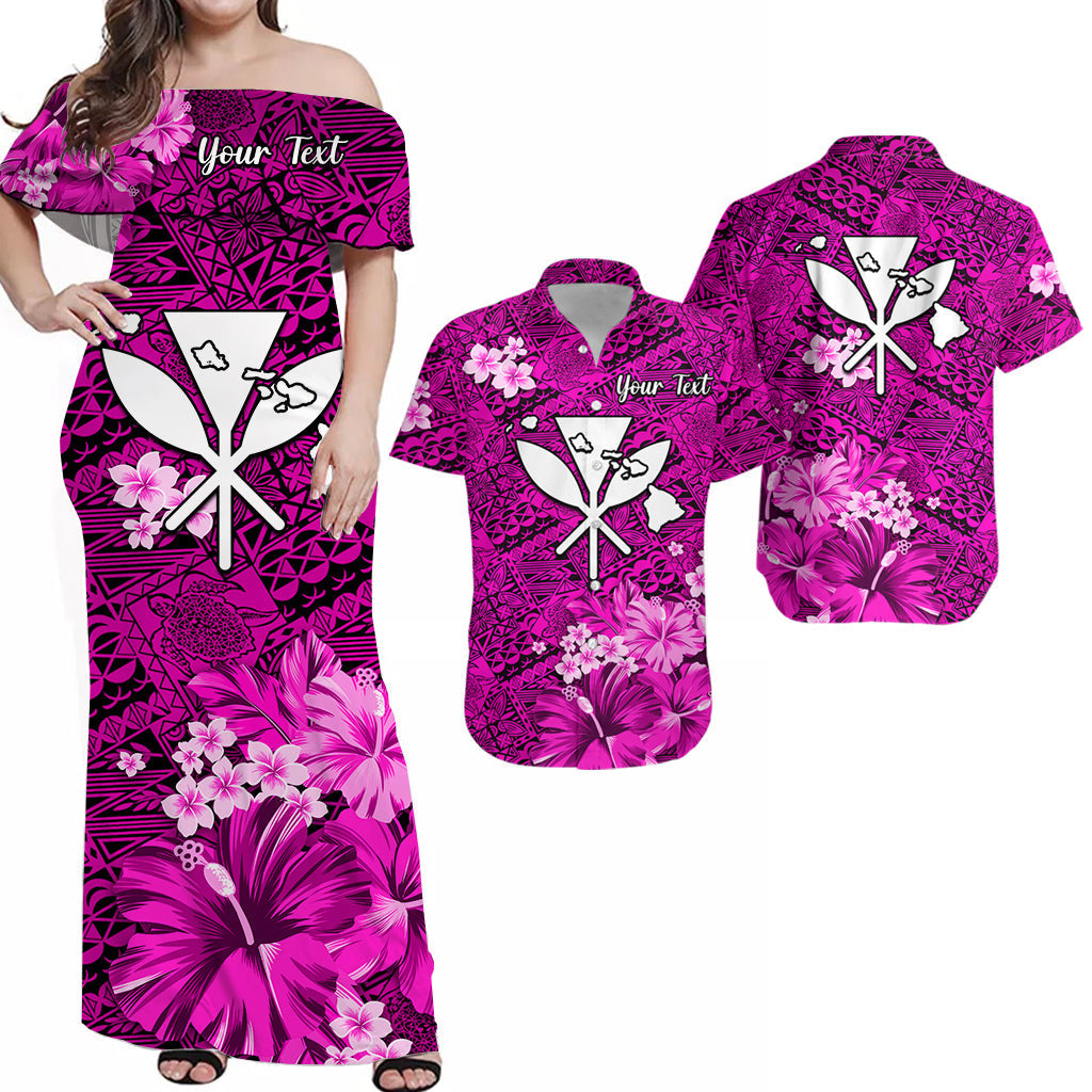 Personalised Hawaii Matching Hawaiian Shirt And Dress Map and Turtle Pink Flowers LT13 - Wonder Print Shop