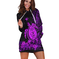 (Custom Personalised) Hawaii Polynesian Hoodie Dress Purple Sea Turtles Hawaiian LT13 - Wonder Print Shop